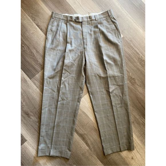 Lanificio Comero Gray Blue Plaid Italian Wool Linea Naturale Pants, Men's Sz 38 - Picture 2 of 14